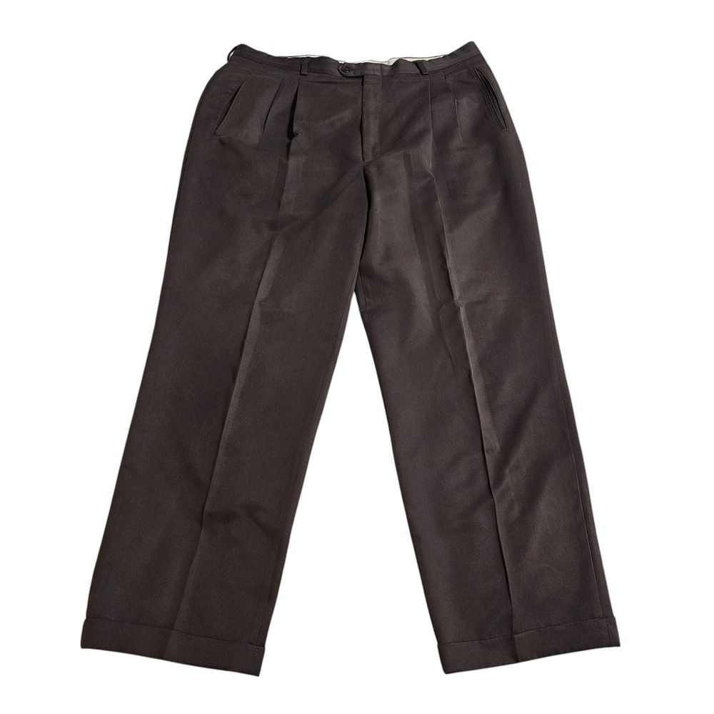 Haggar Black Label Dress Pants Pleated Cuffed‎ Brown 38x30